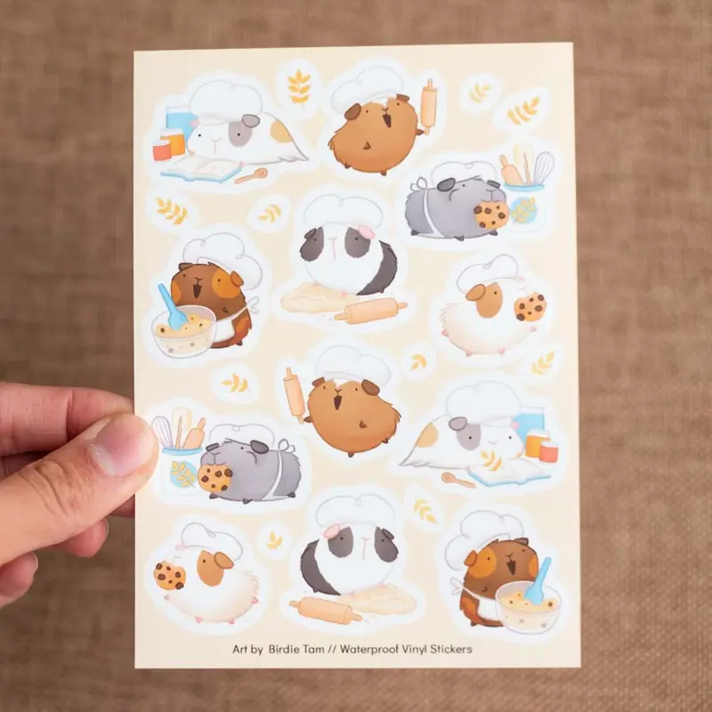 Sticker sheet - Guinea pig baking time
