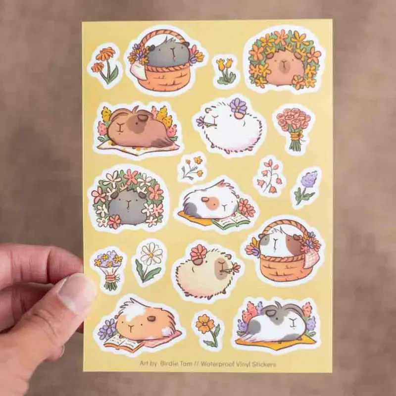 Sticker sheet - Guinea pig flowers