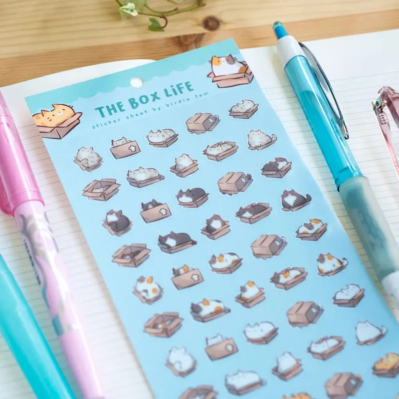 Sticker sheet (transparent) - Box life cats