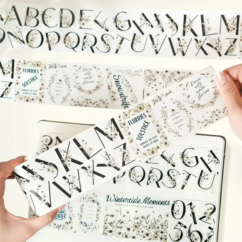 Sticker Washi Tape - Pre-cut - Frosted Letters - 70 mm