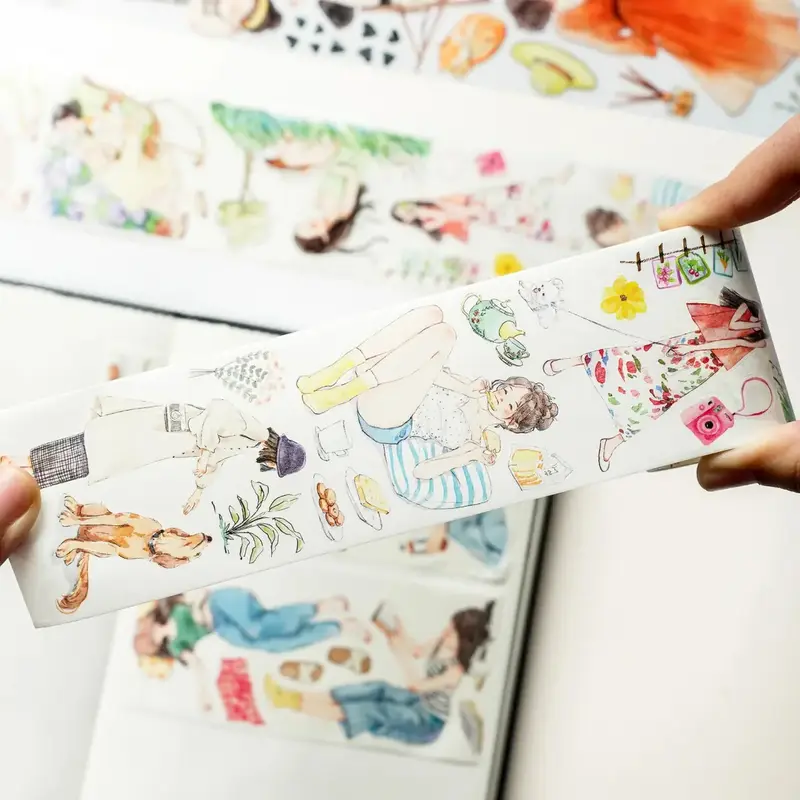Sticker Washi Tape - Pre-cut - Leisurely Days - 60 mm