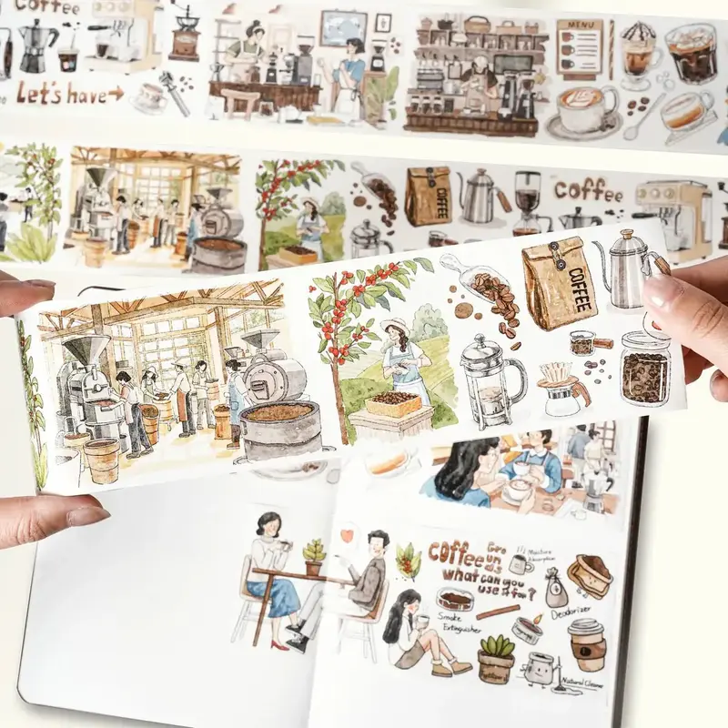 Sticker Washi Tape - Pre-cut - Life of Coffee - 70 mm
