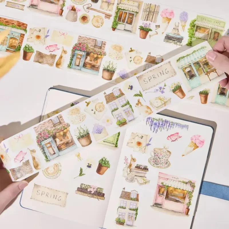 Sticker Washi Tape - Pre-cut - Spring Café - 70 mm