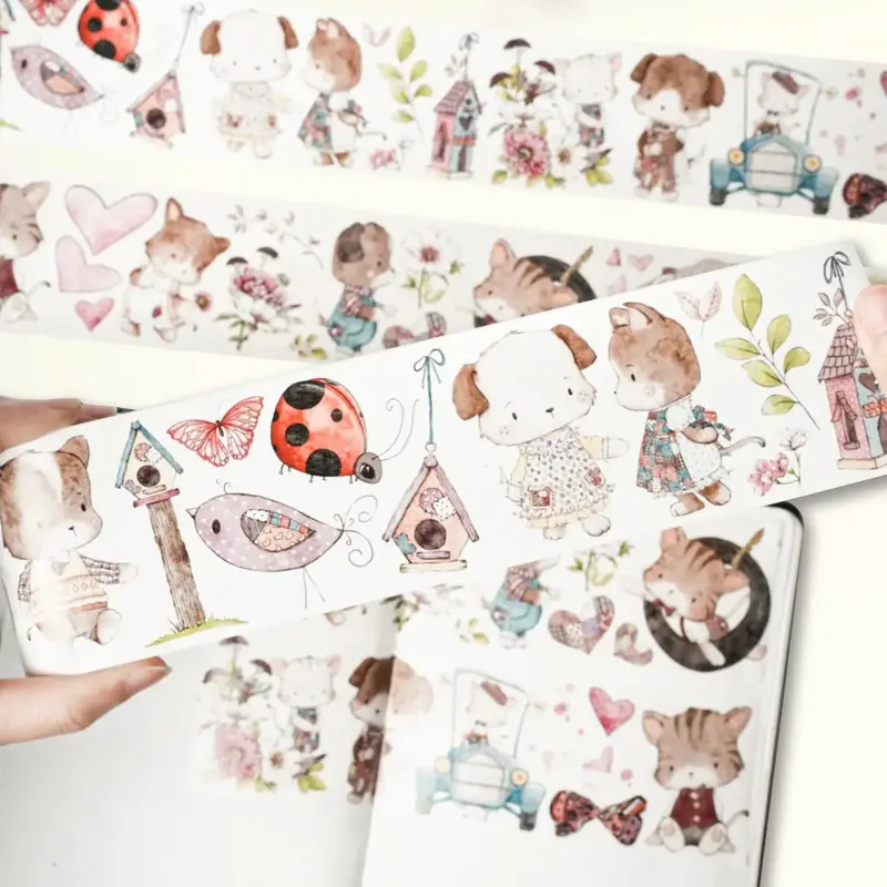 Sticker Washi Tape - Pre-cut - Whisker Connection - 60 mm
