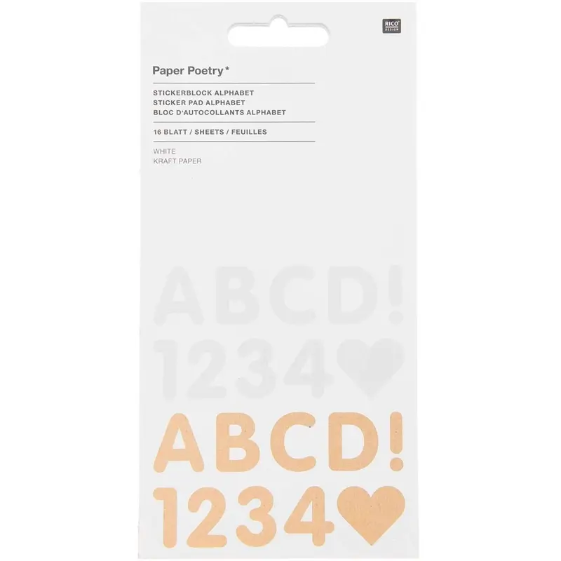 Stickersblock Paper Poetry Alfabetet - White/Craft