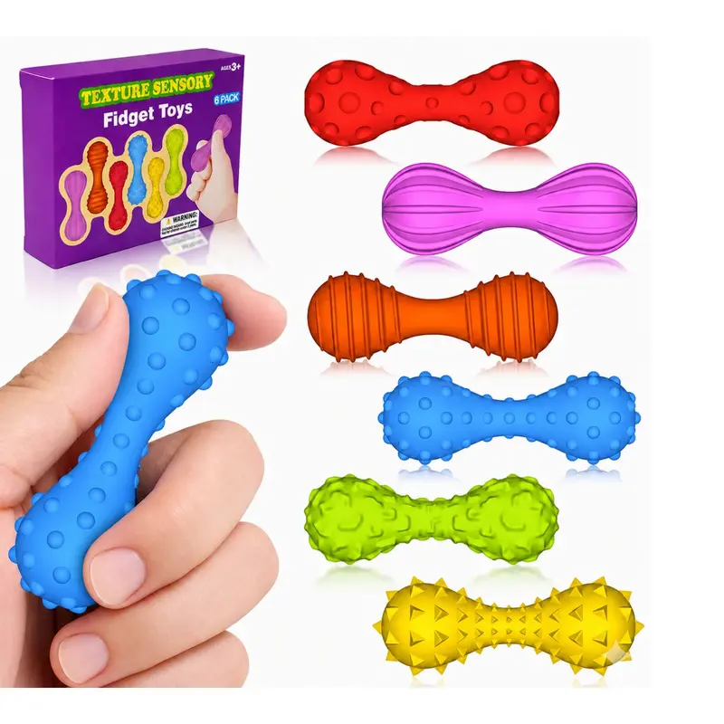Taktila fidgets i silikon, 6-pack