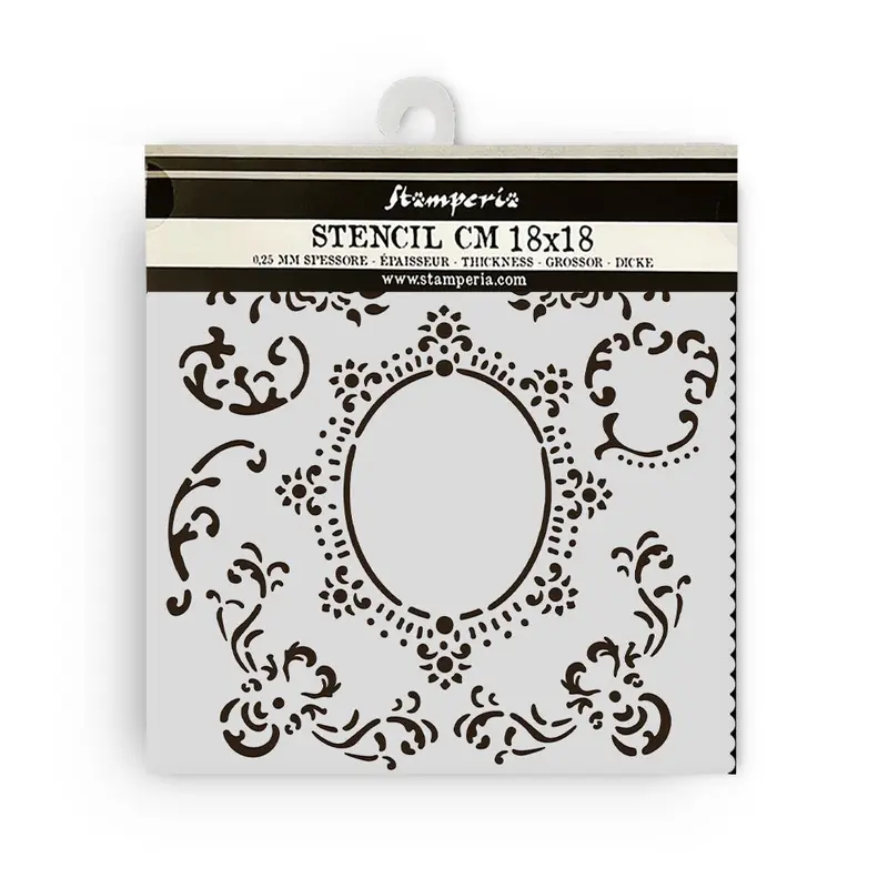 Thick Stencil 18 x 18 cm - House of Roses - Border with Frame