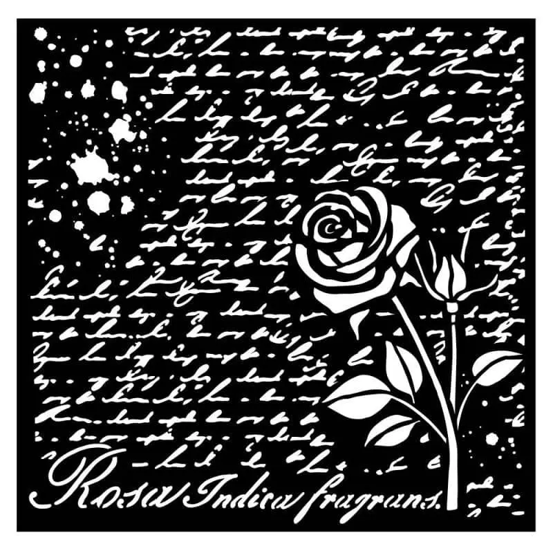 Thick Stencil 18 x 18 cm - Rose Parfum - Manuscript with Rose