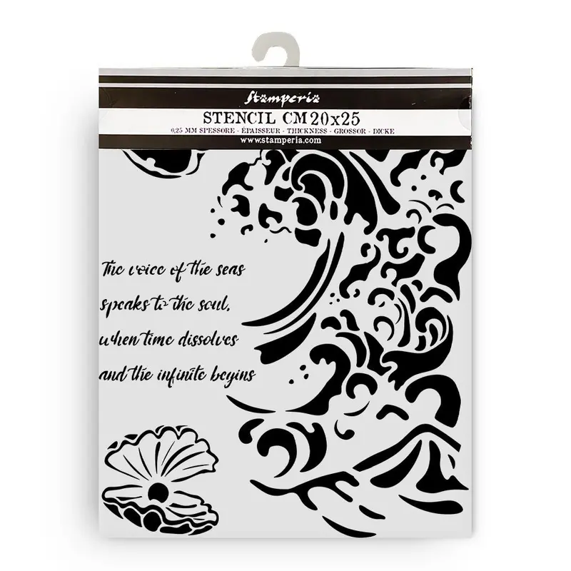 Thick Stencil 20 x 25 cm - Silent Sea - Wave and Shell