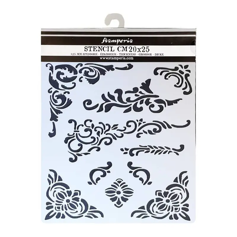 Thick Stencil 20 x 25 cm - Vintage Library - Corners and Embellishment