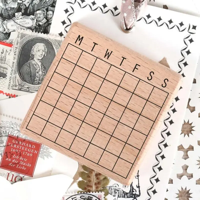 Trästämpel Kalender Månadsöversikt