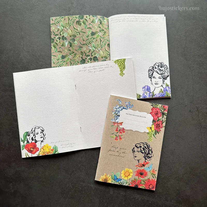 Traveler's Notebook – B6 size – Flora Vintage – All pages unique!