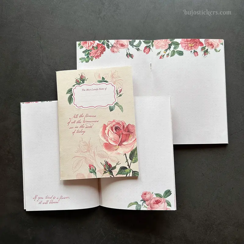 Traveler's Notebook – B6 size – Vintage Rose – All pages unique!