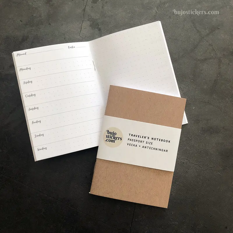 Traveler's Notebook – Passport size – Svensk Vecka + Anteckningar 🇸🇪