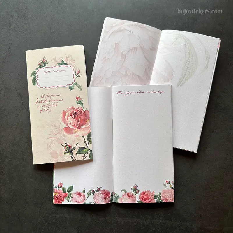 Traveler's Notebook – Regular size – Vintage Rose – All pages unique!