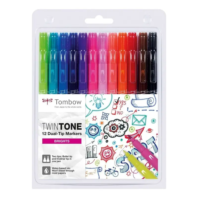 TWINTONE Dual-tip markers 12-pack - Brights