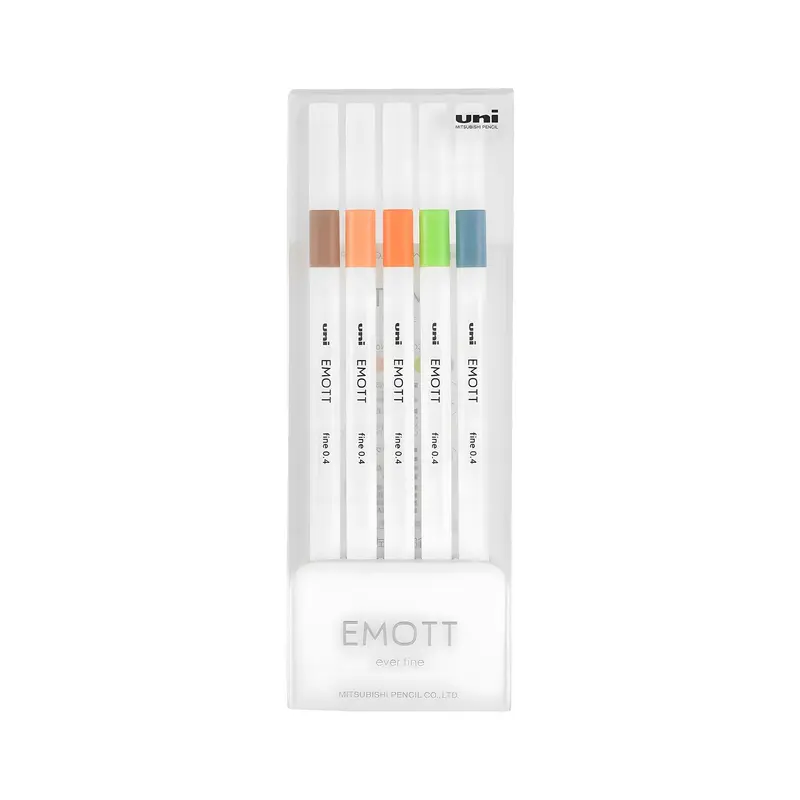 Uni Mitsubishi Emott Fineliner 5-Color Set No.6 Nature Color