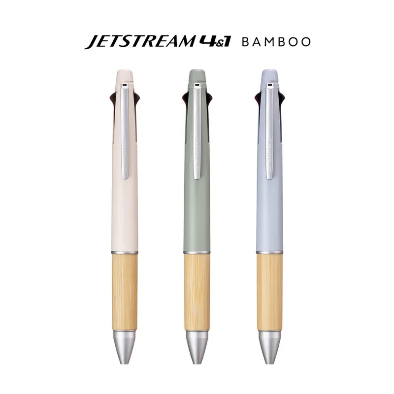 Uni Mitsubishi Jetstream Multi-functional 4&1 Ballpoint Pen with Bamboo Grip