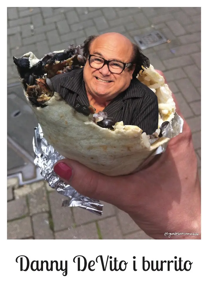 [Utförsäljning av äldre design] Danny DeVito i burrito - A3 Poster