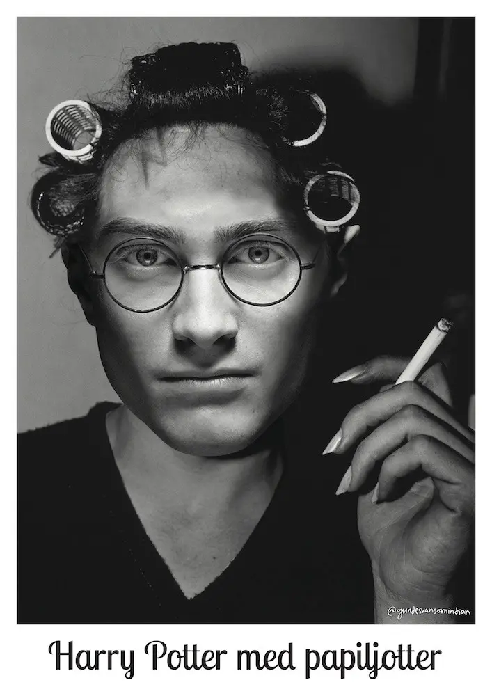 [Utförsäljning av äldre design] Harry Potter med papiljotter - A3 poster