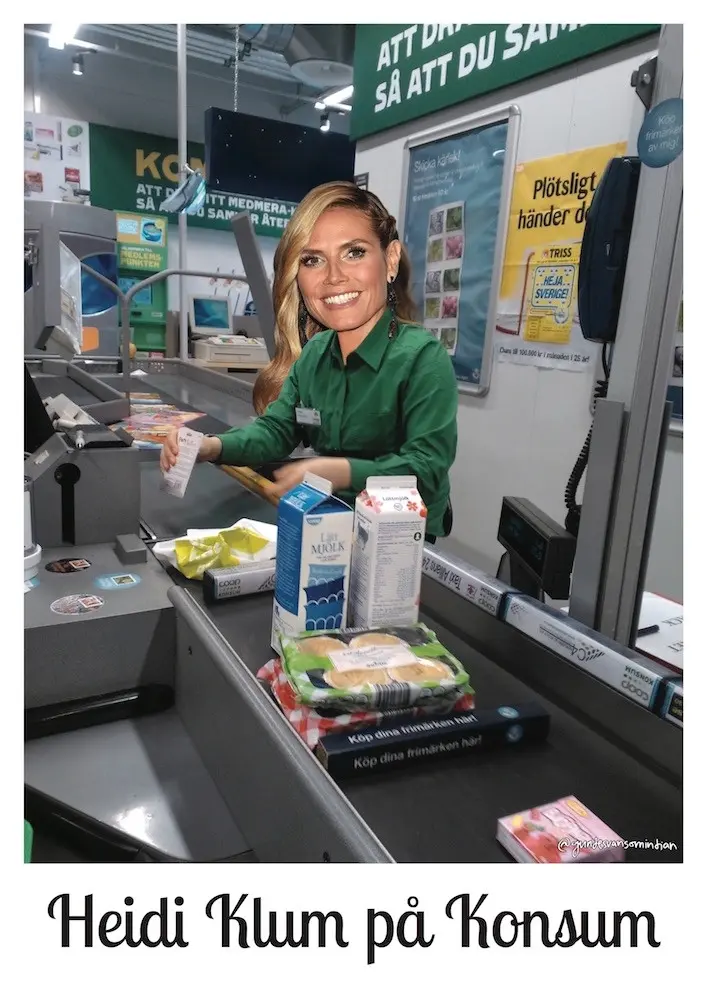 [Utförsäljning av äldre design] Heidi Klum på Konsum - A3 Poster