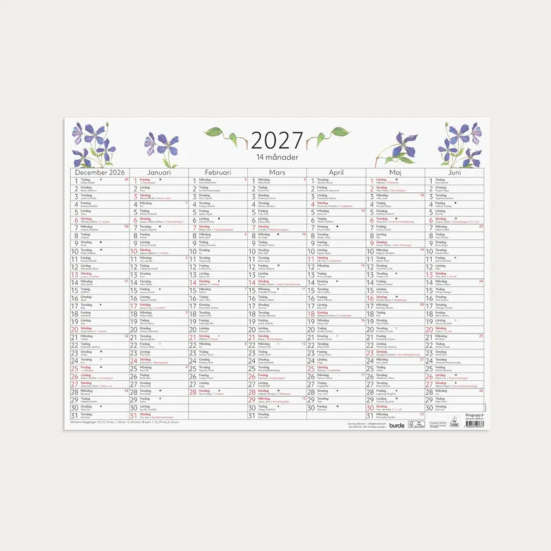 Väggblad 2027 14-månader