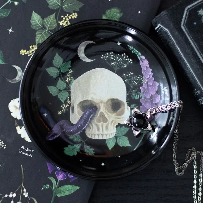 Venom & Vines Skull With Snake Keramisk Prydnadsskål