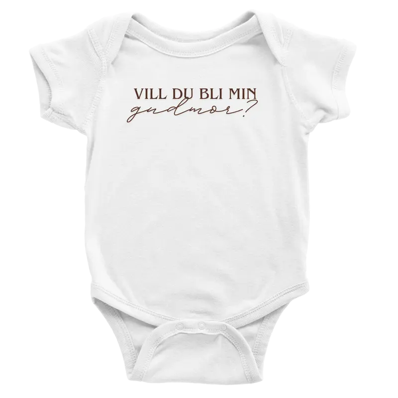 Vill du bli min gudmor? – Vit Babybody