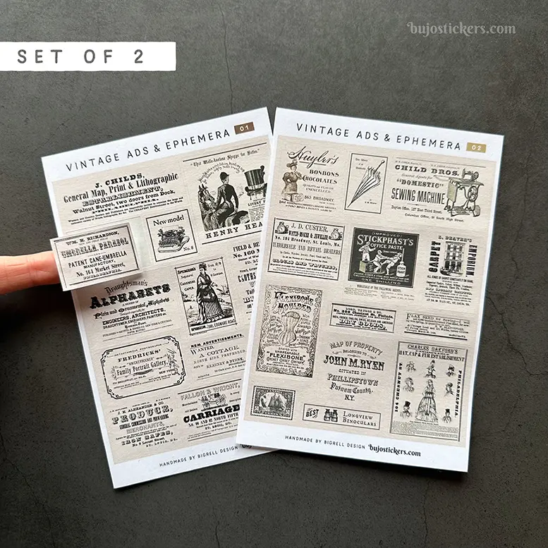 Vintage ads & ephemera SET of 2