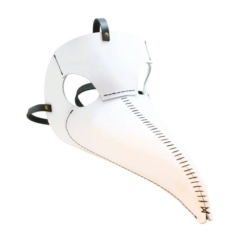 Vit Steampunk Mask - Handgjord i Läder