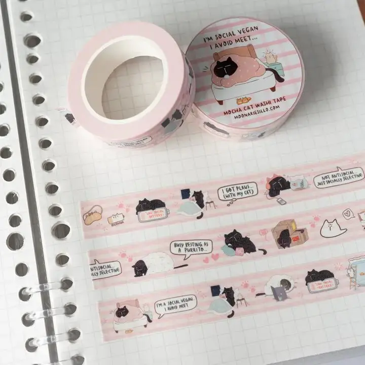 Washi tape Mocha - I'm A Social Vegan, I Avoid Meet