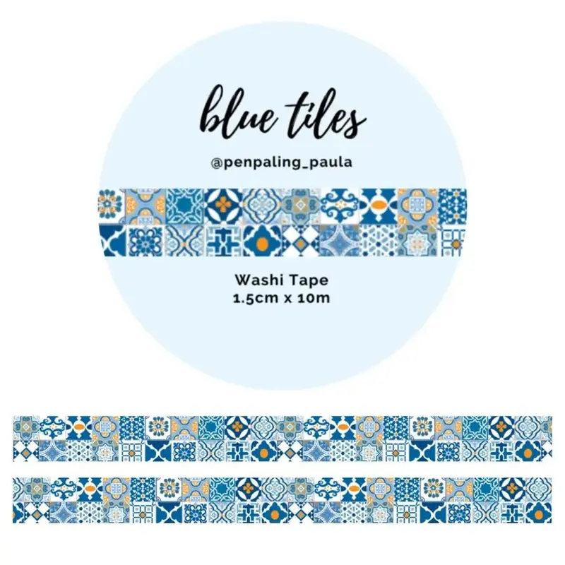 Washi tape - Penpaling Paula - Blue Tiles 15 mm