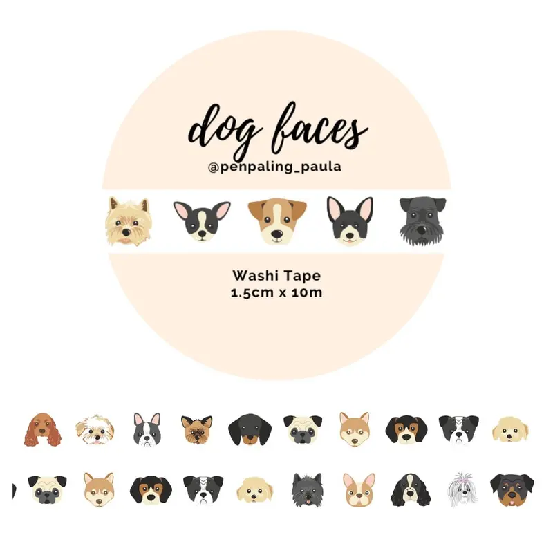 Washi tape - Penpaling Paula - Dog faces 15 mm