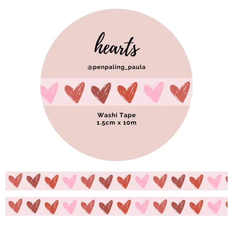 Washi tape - Penpaling Paula - Hearts 15 mm