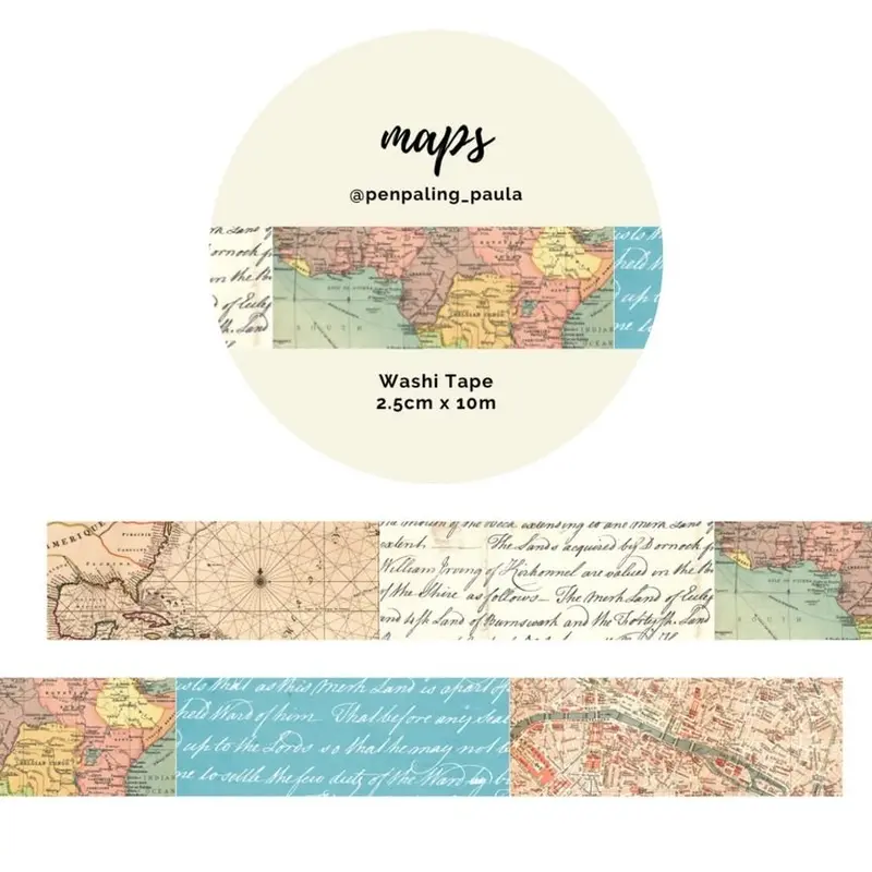 Washi tape - Penpaling Paula - Maps 25 mm