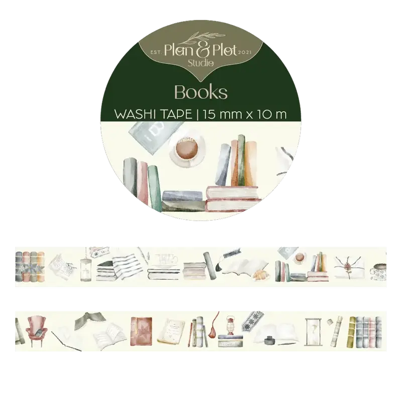 Washi tape Plan & Plot - Books 15 mm