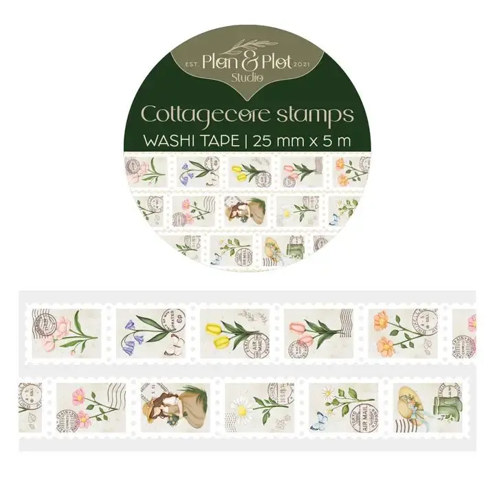 Washi tape Plan & Plot - Cottagecore Stamps 25 mm