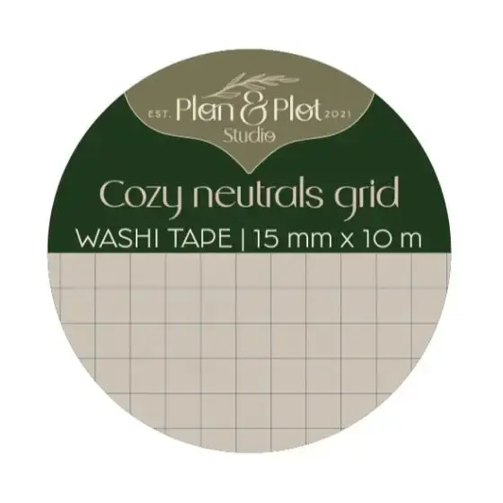 Washi tape Plan & Plot - Cozy Neutrals Grid 15 mm