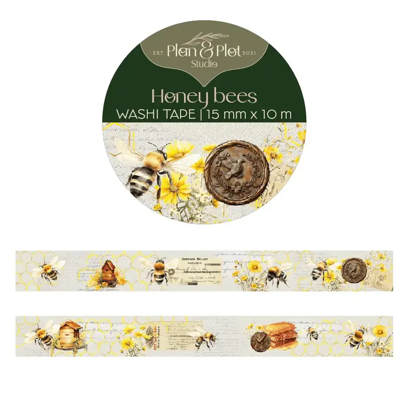 Washi tape Plan & Plot - Honey bees 15 mm