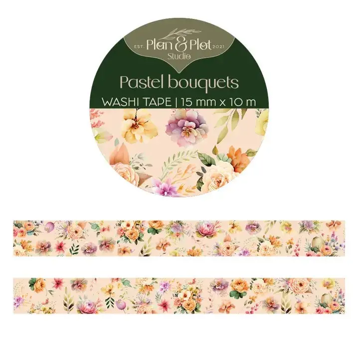 Washi tape Plan & Plot - Pastel Bouquets 15 mm