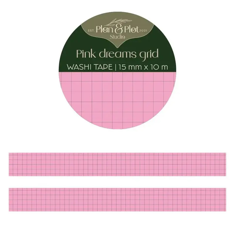 Washi tape Plan & Plot - Pink Dreams Grid 15 mm