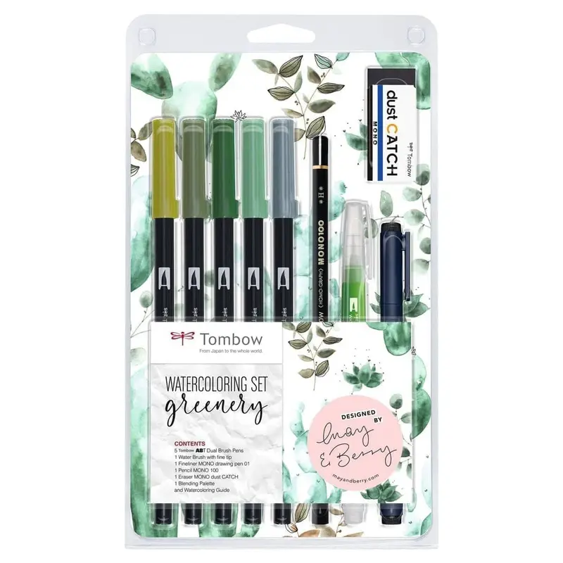 Watercoloring set - Greenery