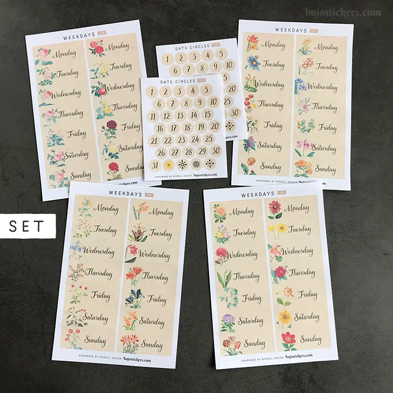 Weekdays and dates SET • 30-33+15x2