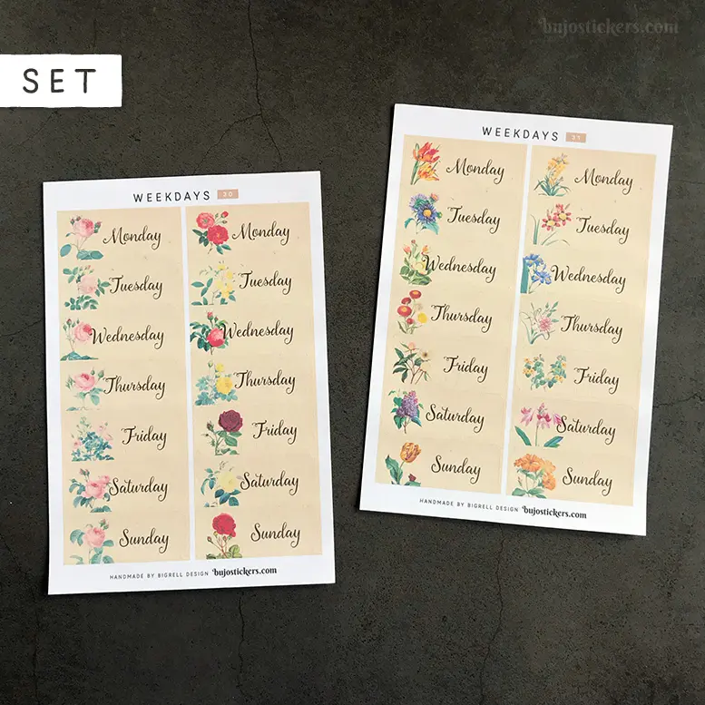 Weekdays SET of 2 • 30+31