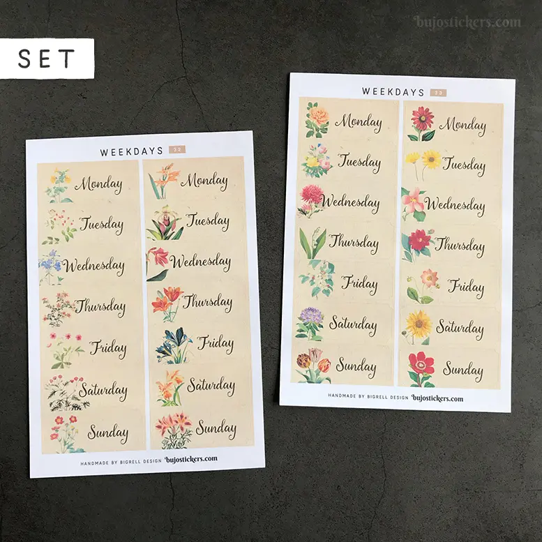 Weekdays SET of 2 • 32+33