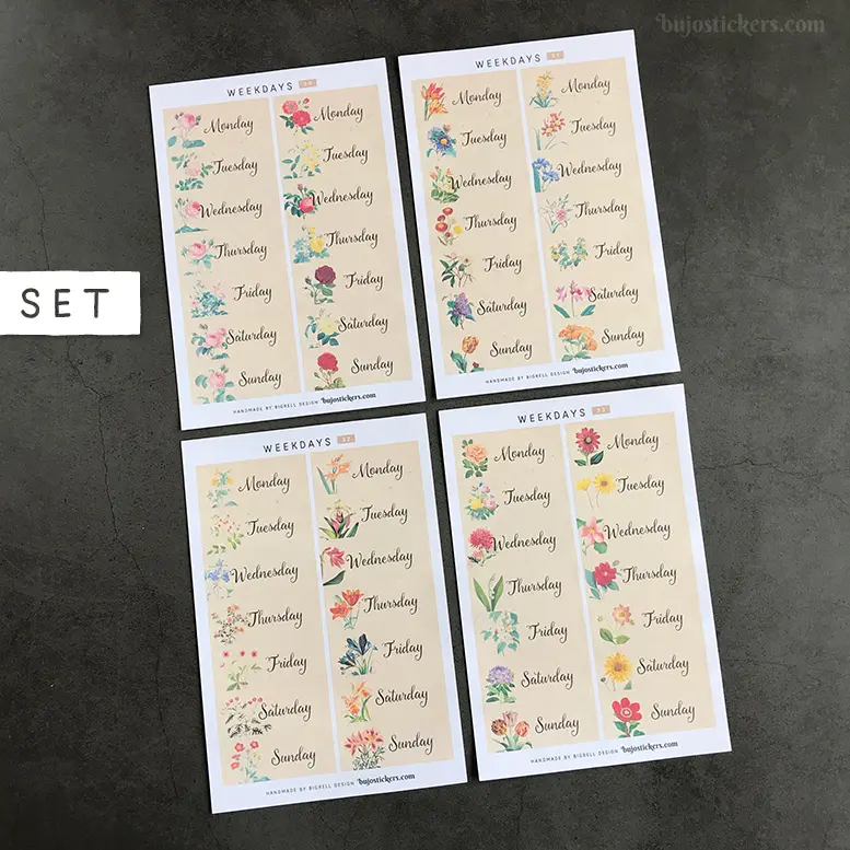 Weekdays SET of 4 • 30-33