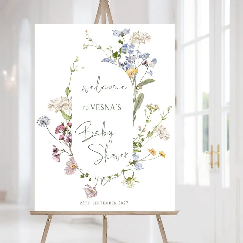 Wildflower Arch Welcome Sign for Baby Shower | 6 Sizes | Print Ready