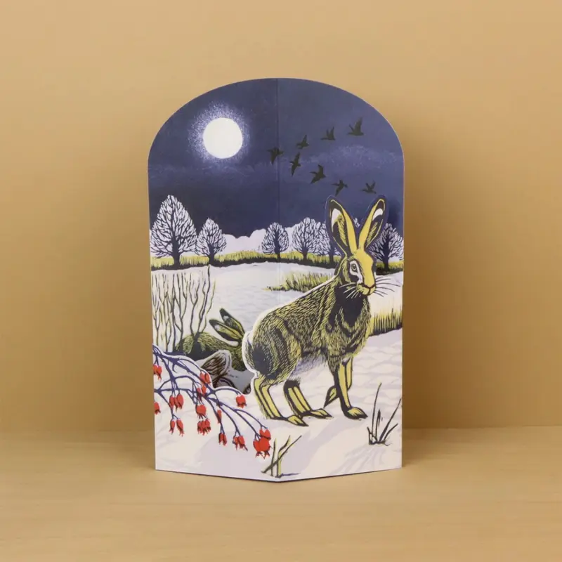 Winter Hares, Die-Cut 3D-kort