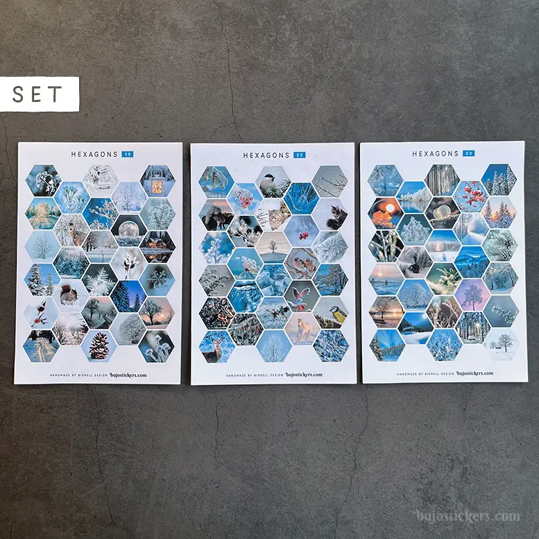 Winter hexagons SET of 3