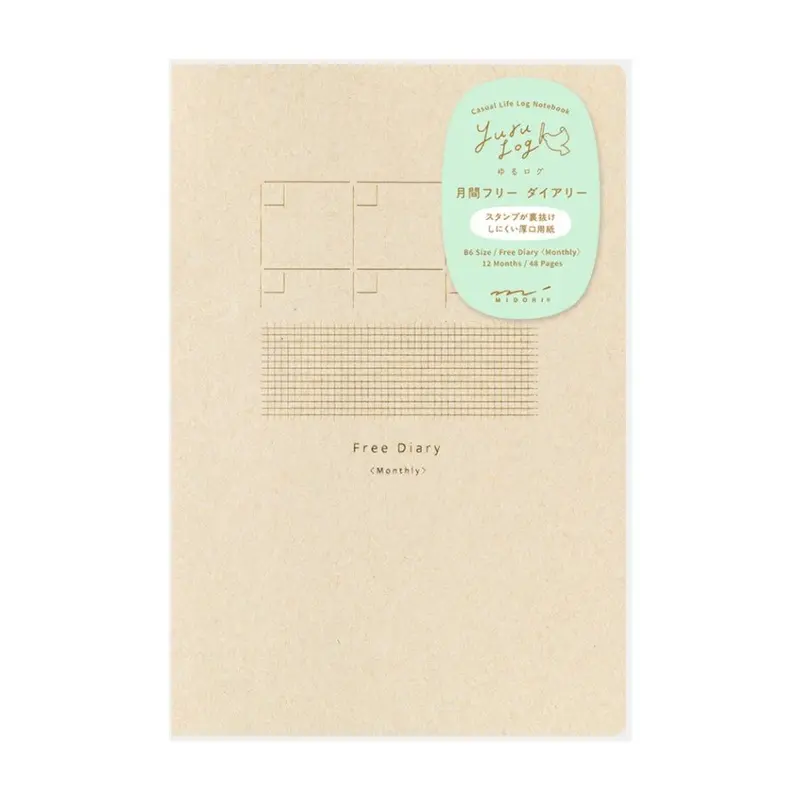 Yuru Log Notebook B6 - Free Diary Monthly 12 månader